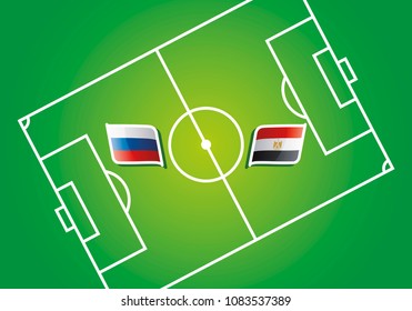 Russia vs Egypt flags vector green background
