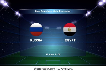 Russia Vs Egypt Football Scoreboard Broadcast Graphic Soccer Template