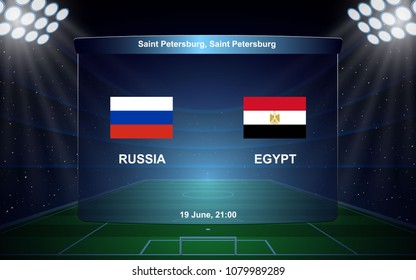 Russia vs Egypt football scoreboard broadcast graphic soccer template