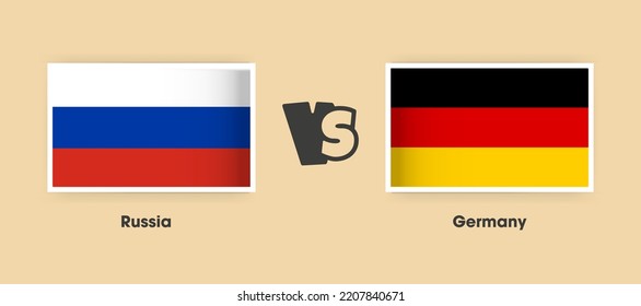 Russland-Deutschland-Flaggen nebeneinander platziert. Kreative stylische Nationalflaggen Russland gegen Deutschland mit Hintergrund