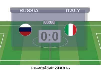 Russia vs Italy soccer board. vector