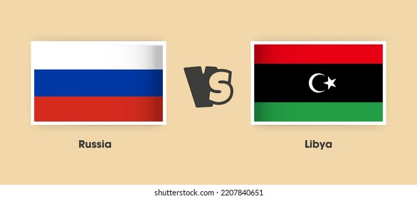 Banderas de Rusia contra Libia colocadas una al lado de la otra. Banderas nacionales creativas y elegantes de Rusia contra Libia con antecedentes