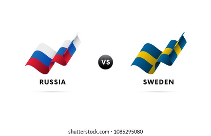 Russia vs Sweden. Ice hockey championship 2018. Vector illustration.