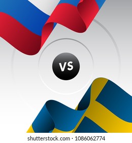Russia vs Sweden. Ice hockey championship 2018. Vector illustration.