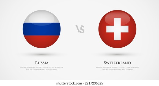 Russia vs Switzerland country flags template. The concept for game, competition, relations, friendship, cooperation, versus