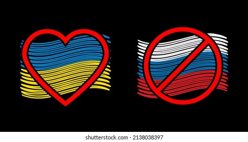Russia vs Ukraine. Stop War. Peace Ukraine flag. Pray for peace Ukraine. Vector illustration