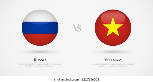 Russia vs Vietnam country flags template. The concept for game, competition, relations, friendship, cooperation, versus