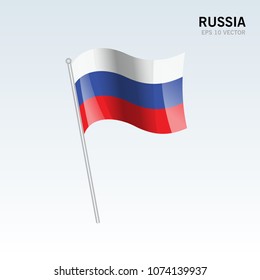 Russia waving flag isolated on gray background