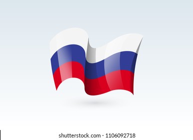 Russia waving flag vector icon, national symbol. Flag of Russia, fluttered in the wind - vector illustration isolated on white background.