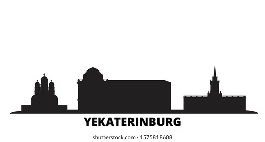 Russia, Yekaterinburg City city skyline isolated vector illustration. Russia, Yekaterinburg City travel black cityscape