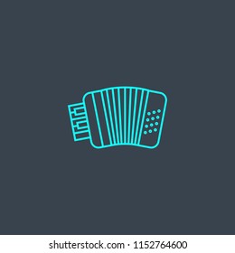 russian accordion concept blue line icon. Simple thin element on dark background. russian accordion concept outline symbol design from Russia set. Can be used for web and mobile UI/UX