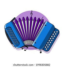 Russian accordion vector illustration. Musical instrument. 