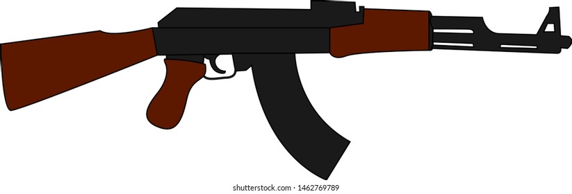 Russisch ak-47, Illustration, Vektorgrafik auf weißem Hintergrund.