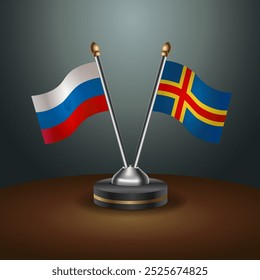 Russian and Aland Islands table flags relation with gradient backgrund