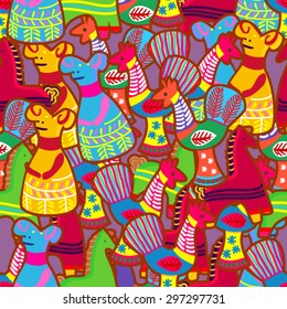 Russian ancient clay toys vector seamless detailed pattern