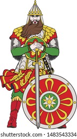 Russian ancient warrior in armor