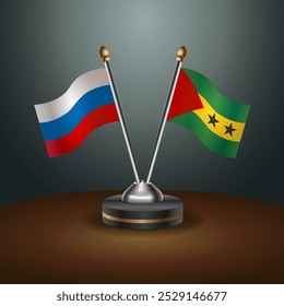 Russian and ao Tome and Principe table flags relation  with gradient backgrund. Vector Illustration