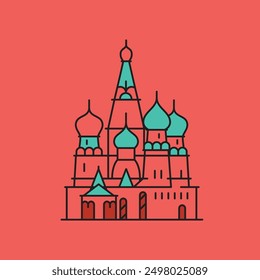 Russian architecture. Travel and tourism illustration. 