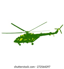 Russian army helicopter. Vector illustration.