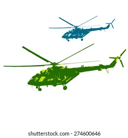 Russian army helicopter. Vector illustration.
