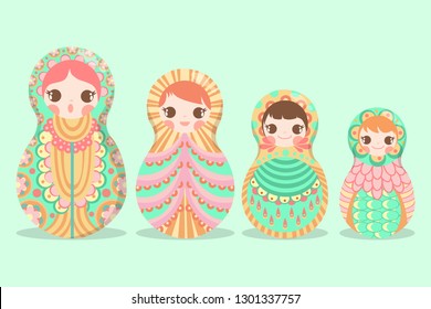 Russian Art Doll Matryoshka Russian - Vector Illustration 