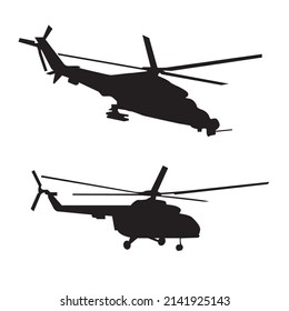 russian attack helicopter silhouette vector design