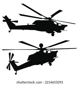 Russian Attack Military Helicopter Mi28n Silhouette Stock Vector ...