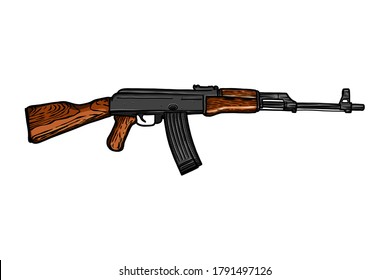 Russische automatische Maschinengewehr AK 47 Vektorgrafik - handgezeichnet