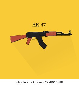 Russian automatic machine rifle AK 47. Vector Illustration isolated on white background.