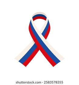 Russian awareness ribbon isolated on white background. National Flag of Russia.