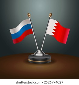 Russian and Bahrain table flags relation  with gradient backgrund. Vector Illustration