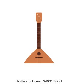 Instrumento musical ruso balalaika sobre fondo blanco aislado. Icono de Balalaika. Ilustración vectorial de dibujos animados estilo plano.