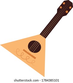 Russian balalaika, musical instrument, vector flat illustration.