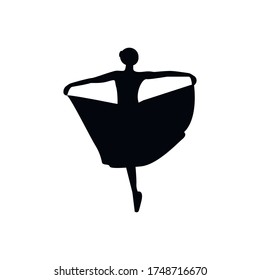 Russian ballet: silhouette of a ballerina performing dance movements