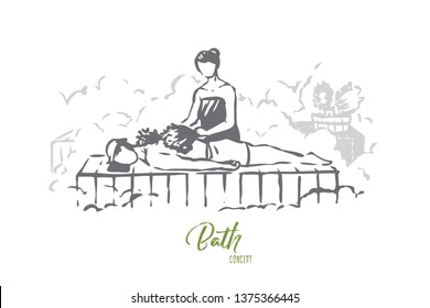 Russian, bath, sauna, spa, treatment, towel concept. Hand drawn procedures in Russian sauna concept sketch. Isolated vector illustration.