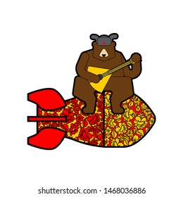 Russian bear and bomb. Beast and rocket. National Russia Nuclear weapons 