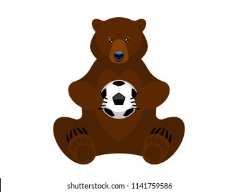 Russian Bear Football. Flat design. Vector illustration. Soccer mascot. Symbol of Russia.