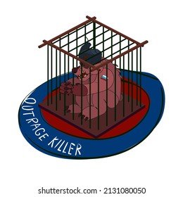 El paro de un asesino de osos ruso en una jaula