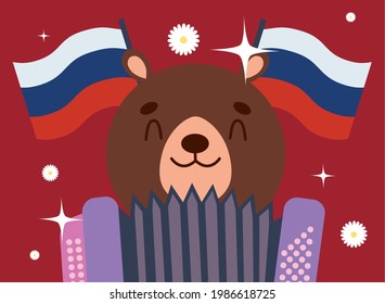 russian bear playing accordion character