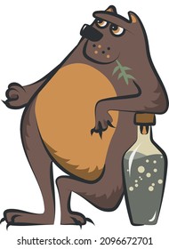 Russian bear with a traditional drink