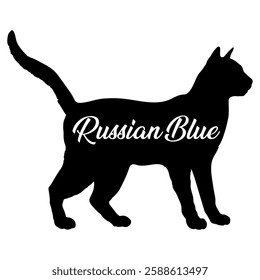 Russian Blue cat silhouette, cat, cat breeds, logo, vector, silhouette,  animal, illustration, icon, sign, design, black, symbol, pet, love
