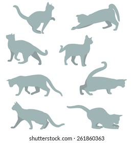 Russian blue cat silhouette collection