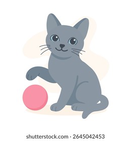 Russian blue cat sits playfully with paw lifted and bright eyes. This russian blue cat image reflects quiet charm and softness of russian blue breed.