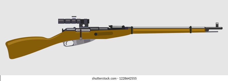 Russian Bolt Action Rifle Vector Illustration