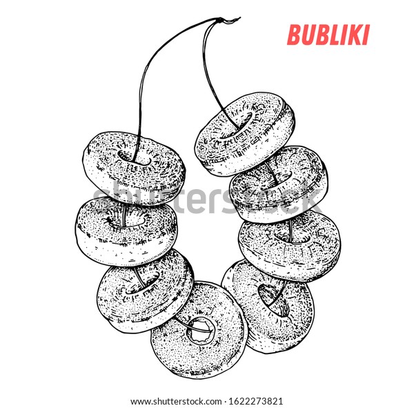 Russian Bublik Bread Hand Drawn Illustration Stock Vector Royalty Free 1622273821