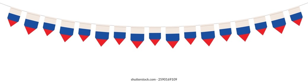 Russian bunting flags. Design elements for decoration of greetings cards, invitations, interior decor etc. Vector illustration.