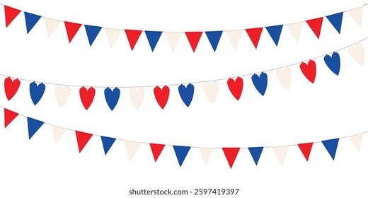 Russian bunting flags isolated on white background. Vector illustration.