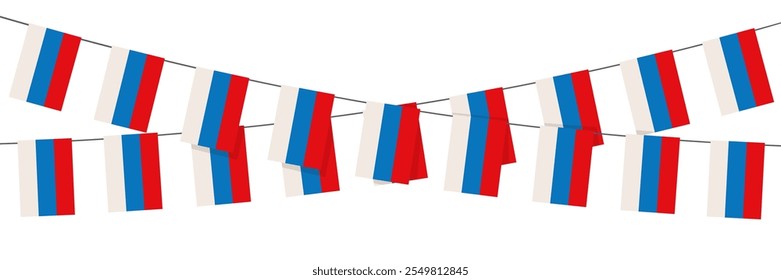 Russian bunting flags on white background. Garland flag for celebration concept. Vector illustration.