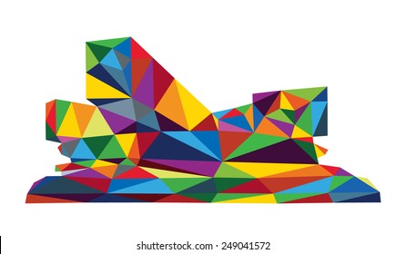 Russian business school Skolkovo Moscow in colorful triangle low polygon style