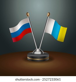 Russian and Canary Islands table flags relation  with gradient backgrund. Vector Illustration